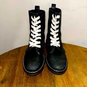 Rag and Bone Leather Mid-calf New York Shiloh Combat Black Boots (6.5)